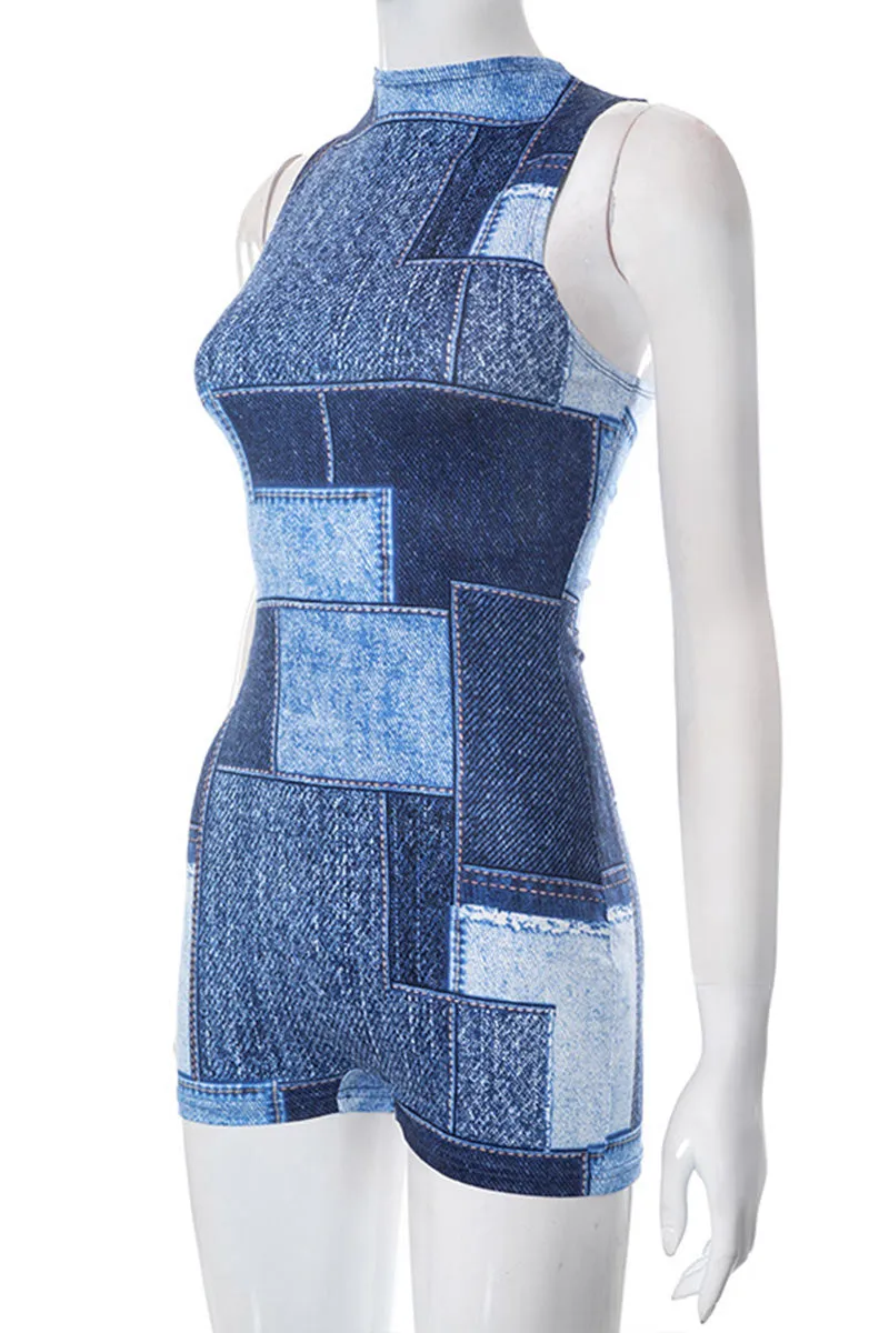 JD647 Graphic Sleeveless Rompers
