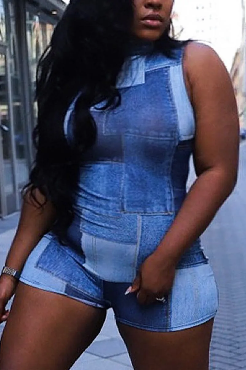 JD647 Graphic Sleeveless Rompers