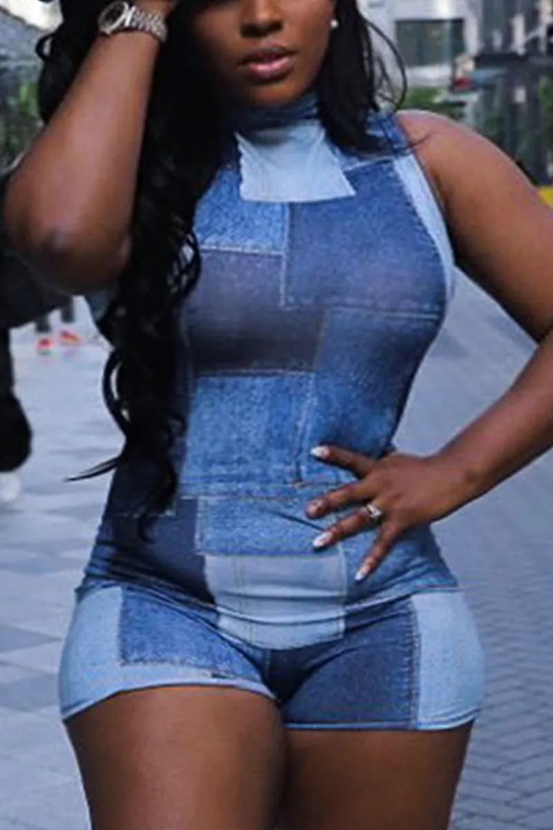 JD647 Graphic Sleeveless Rompers