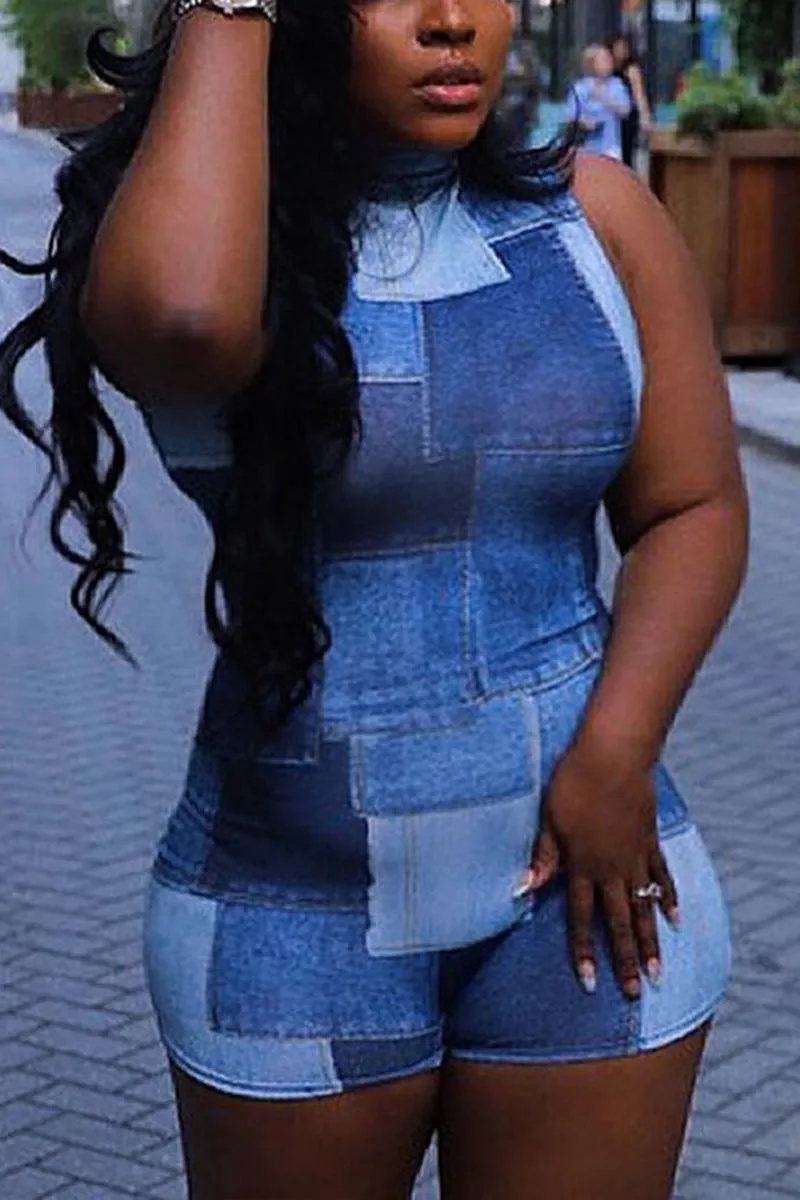 JD647 Graphic Sleeveless Rompers