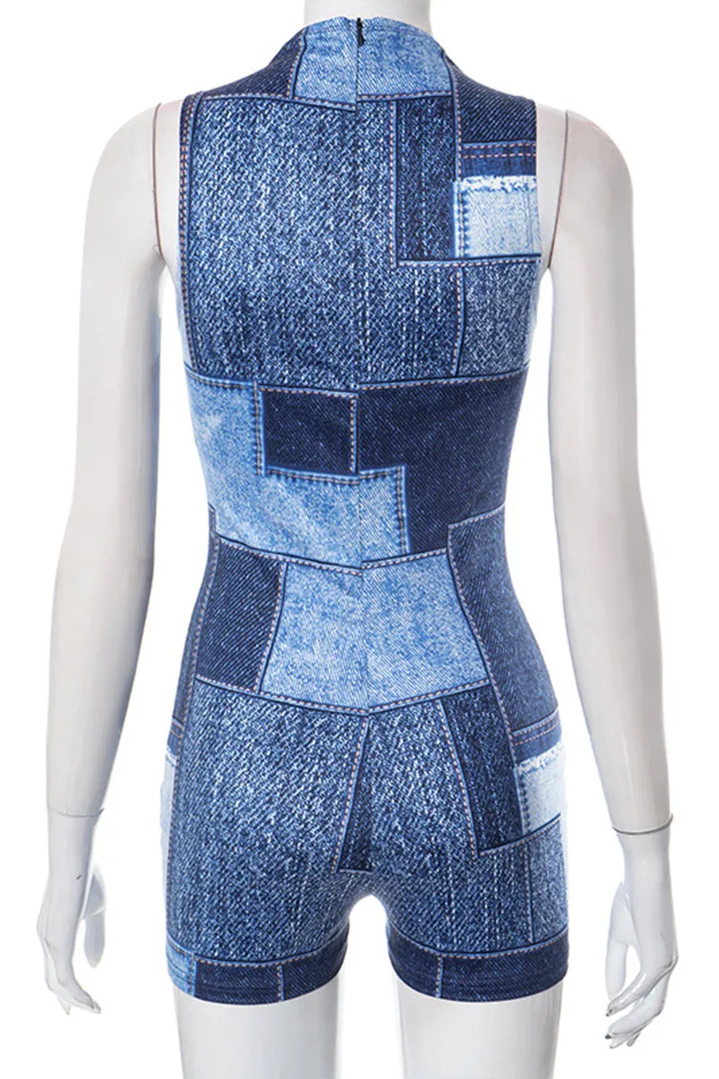 JD647 Graphic Sleeveless Rompers