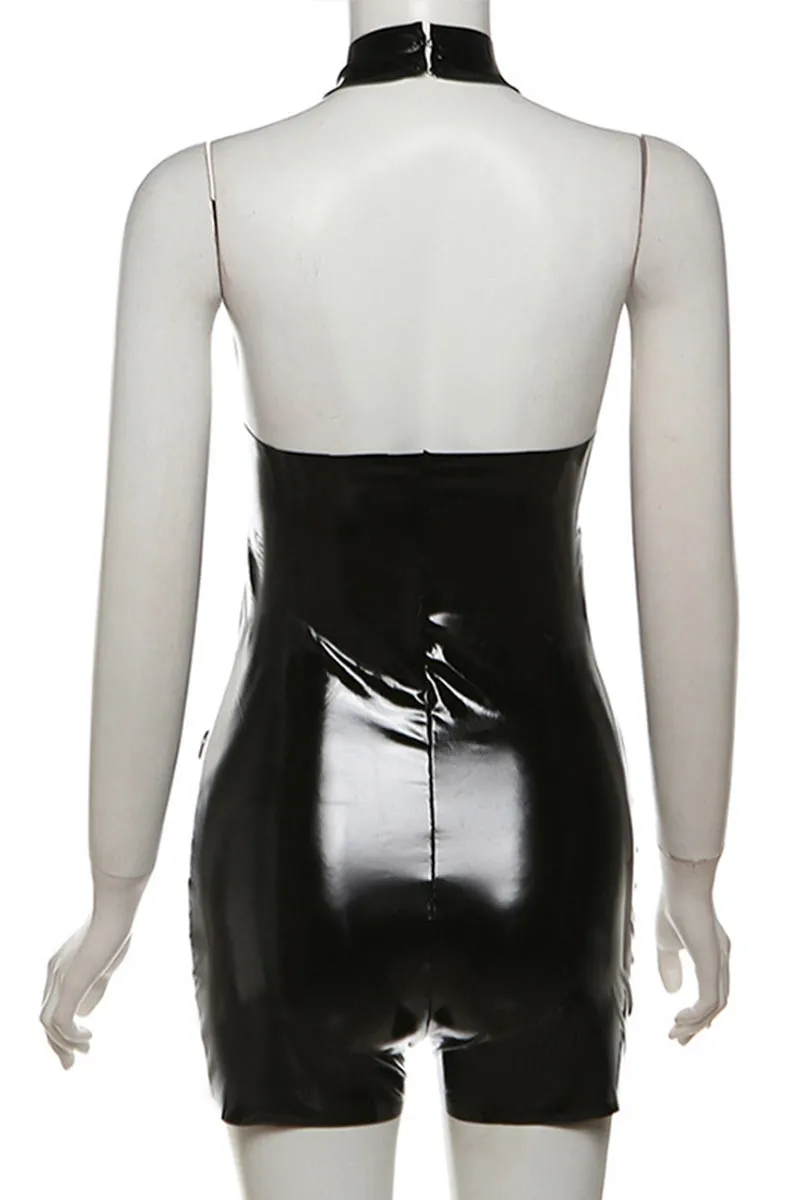 JM0543 Vinyl Halter Rompers