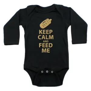 Keep Calm and Feed Me Long Sleeve Bodysuit