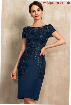 Knee-Length Bride of Lace Mother of the Bride Dresses Scoop Sequins Dress Leah Mother Neck With the Sheath/Column Satin