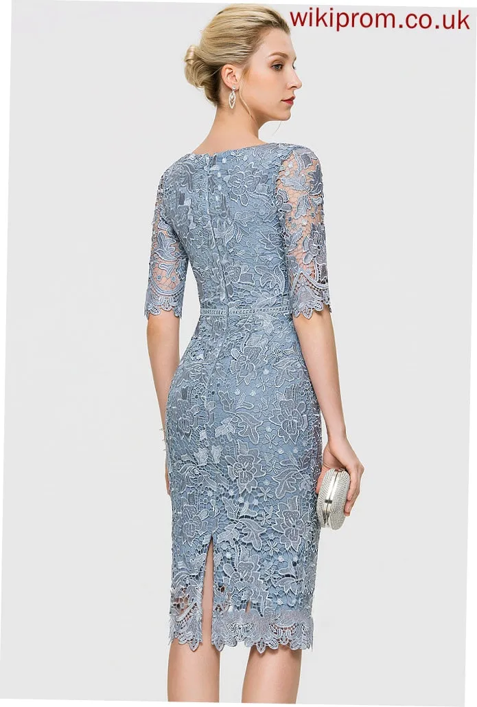 Knee-Length Cocktail Cocktail Dresses Lace V-neck Dress Sheath/Column Camila