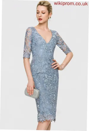Knee-Length Cocktail Cocktail Dresses Lace V-neck Dress Sheath/Column Camila