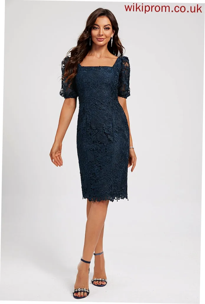 Knee-Length Cocktail Dresses Neckline Dress Sheath/Column With Lace Cocktail Lace Mylee Square