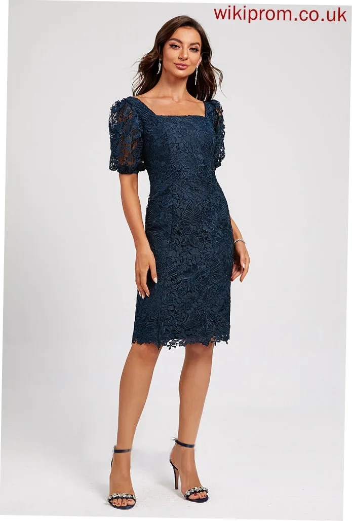 Knee-Length Cocktail Dresses Neckline Dress Sheath/Column With Lace Cocktail Lace Mylee Square