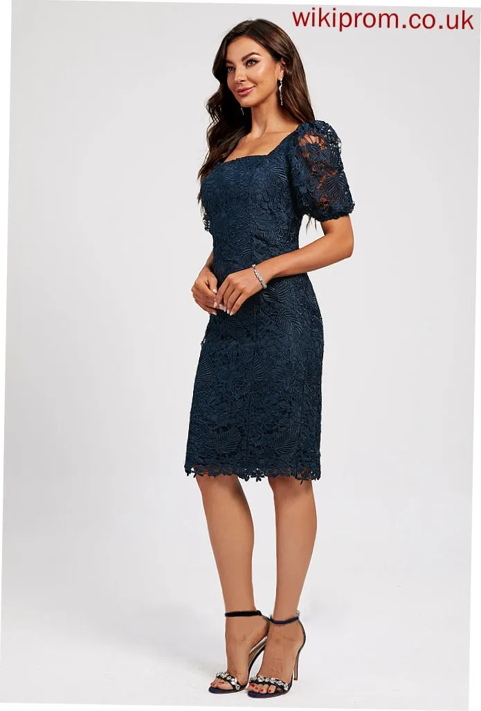 Knee-Length Cocktail Dresses Neckline Dress Sheath/Column With Lace Cocktail Lace Mylee Square