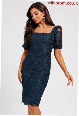 Knee-Length Cocktail Dresses Neckline Dress Sheath/Column With Lace Cocktail Lace Mylee Square