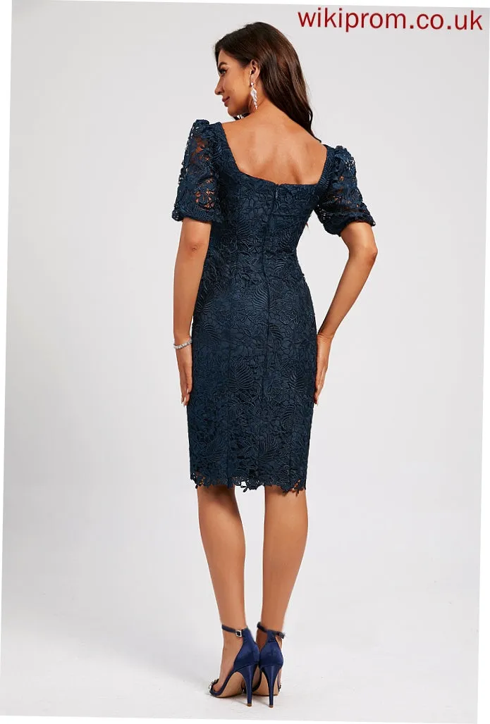 Knee-Length Cocktail Dresses Neckline Dress Sheath/Column With Lace Cocktail Lace Mylee Square