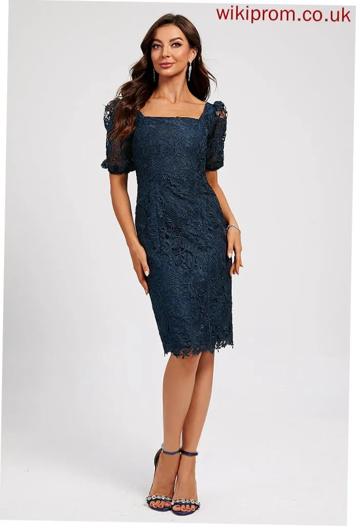 Knee-Length Cocktail Dresses Neckline Dress Sheath/Column With Lace Cocktail Lace Mylee Square