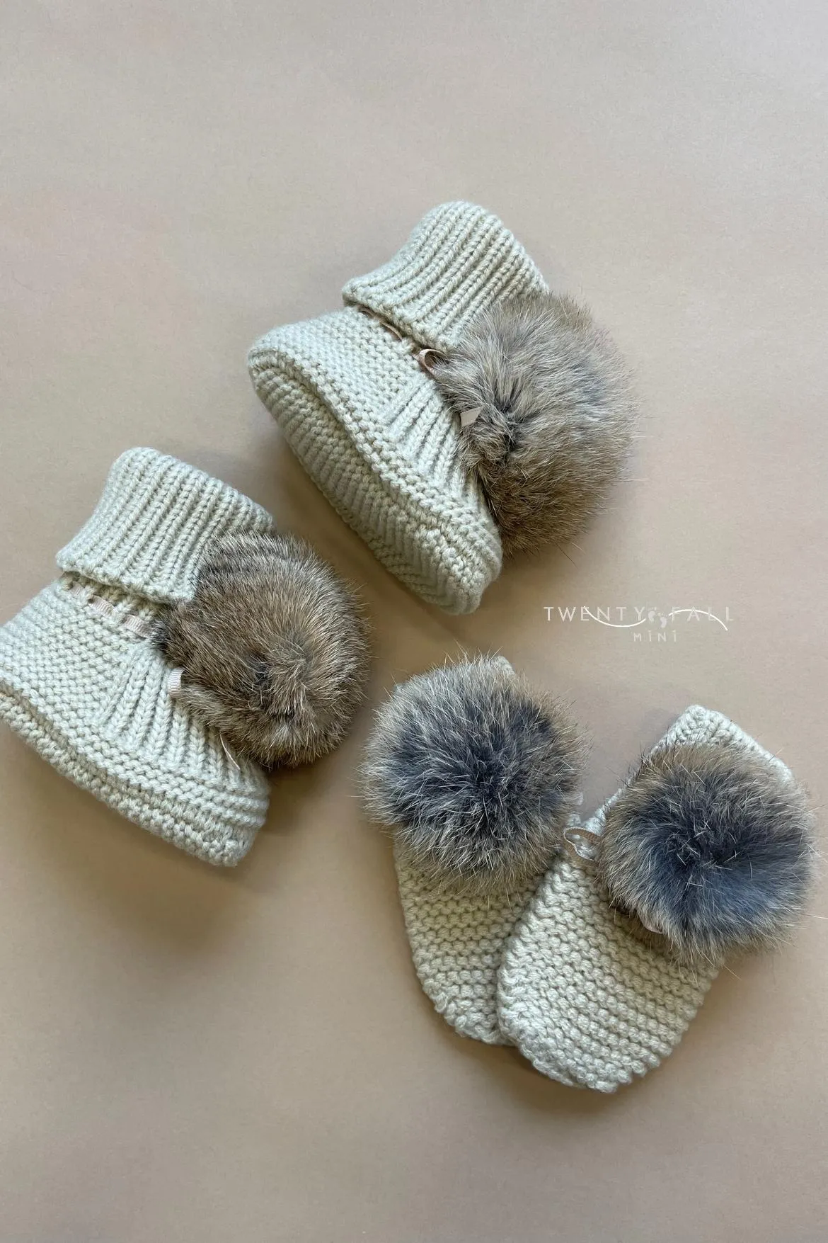 Knitted Booties & Mitten Set