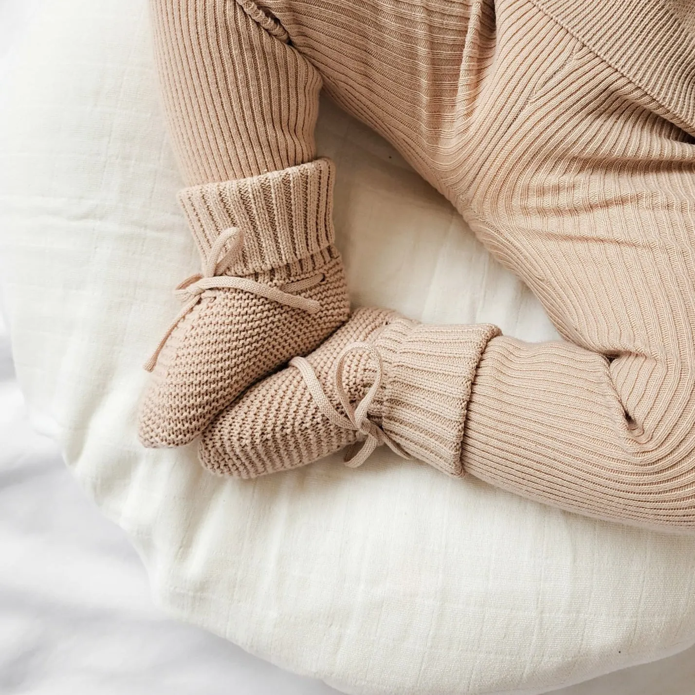Knitted Booties - Oat