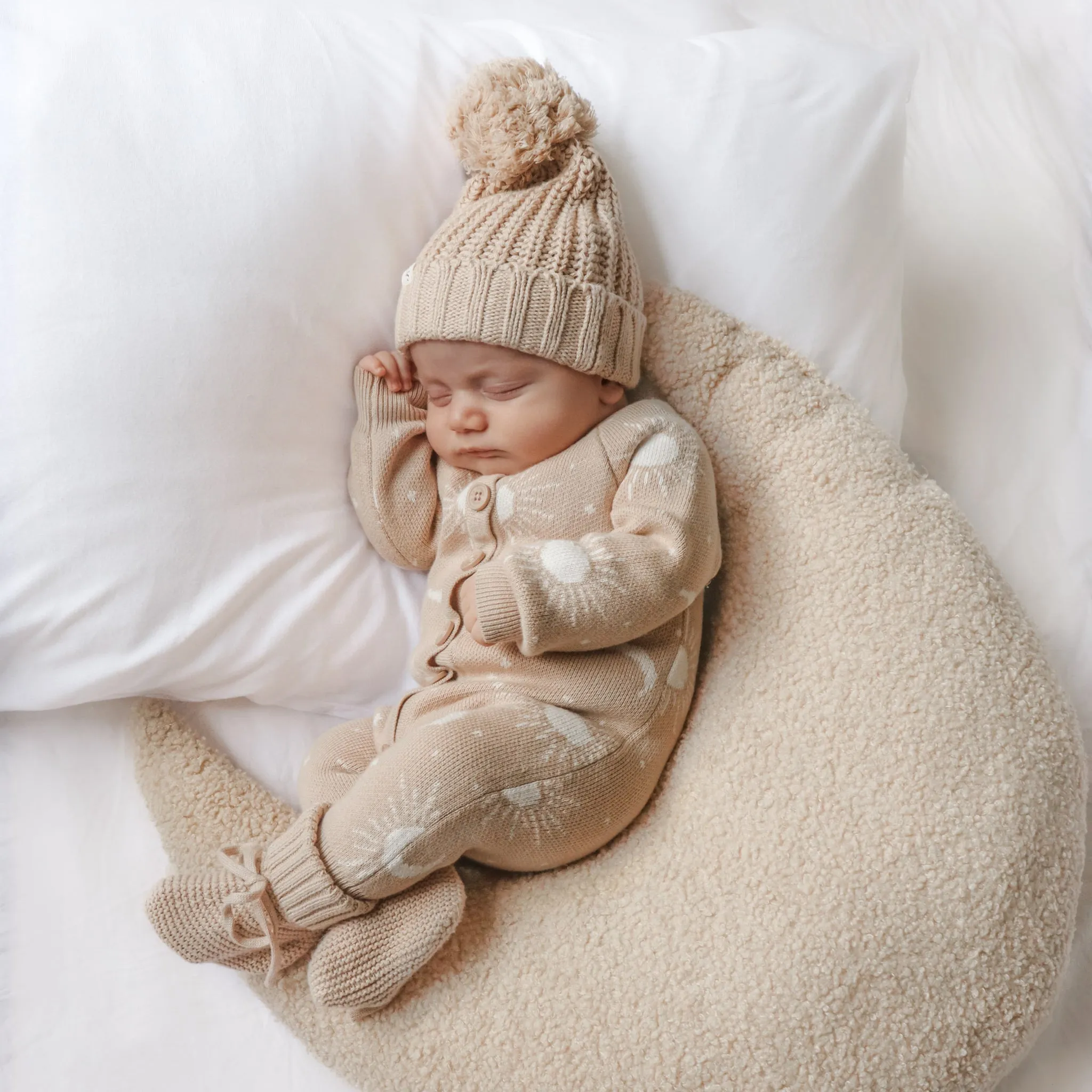 Knitted Booties - Oat