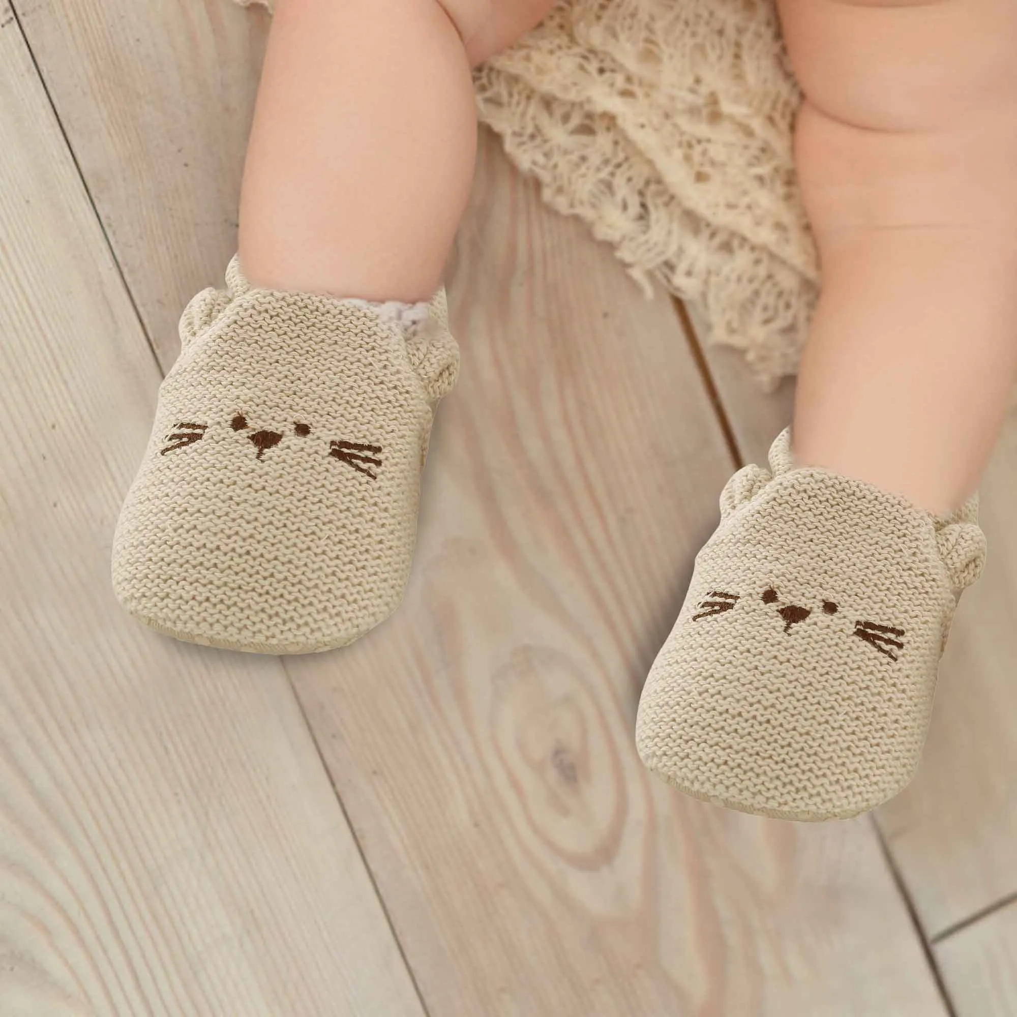 Knitted Brown Casual Booties