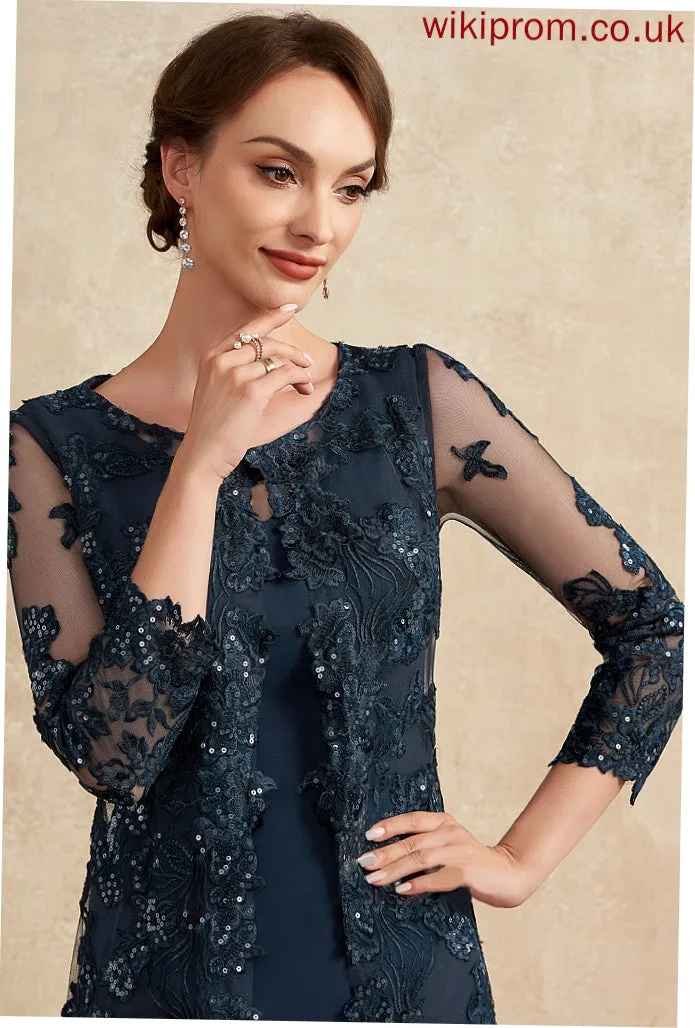 Lace Sequins Sheath/Column Bride With Scoop Mother of the Bride Dresses Mother Chiffon Knee-Length Dress the of Kallie Neck