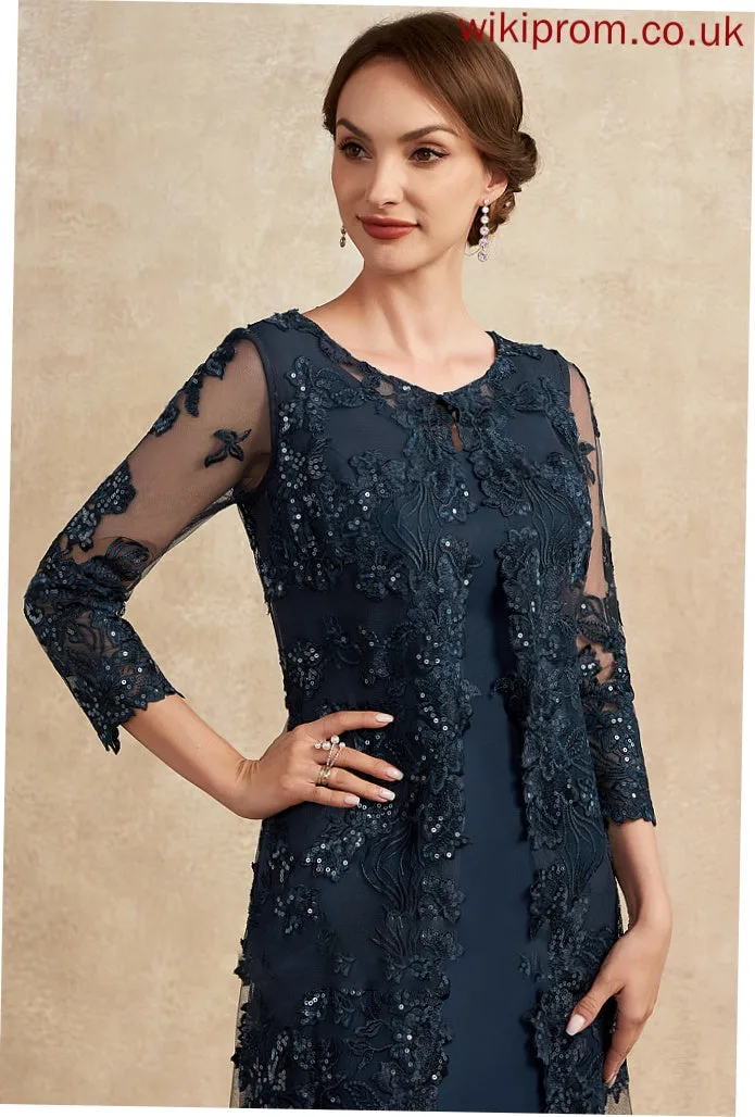 Lace Sequins Sheath/Column Bride With Scoop Mother of the Bride Dresses Mother Chiffon Knee-Length Dress the of Kallie Neck