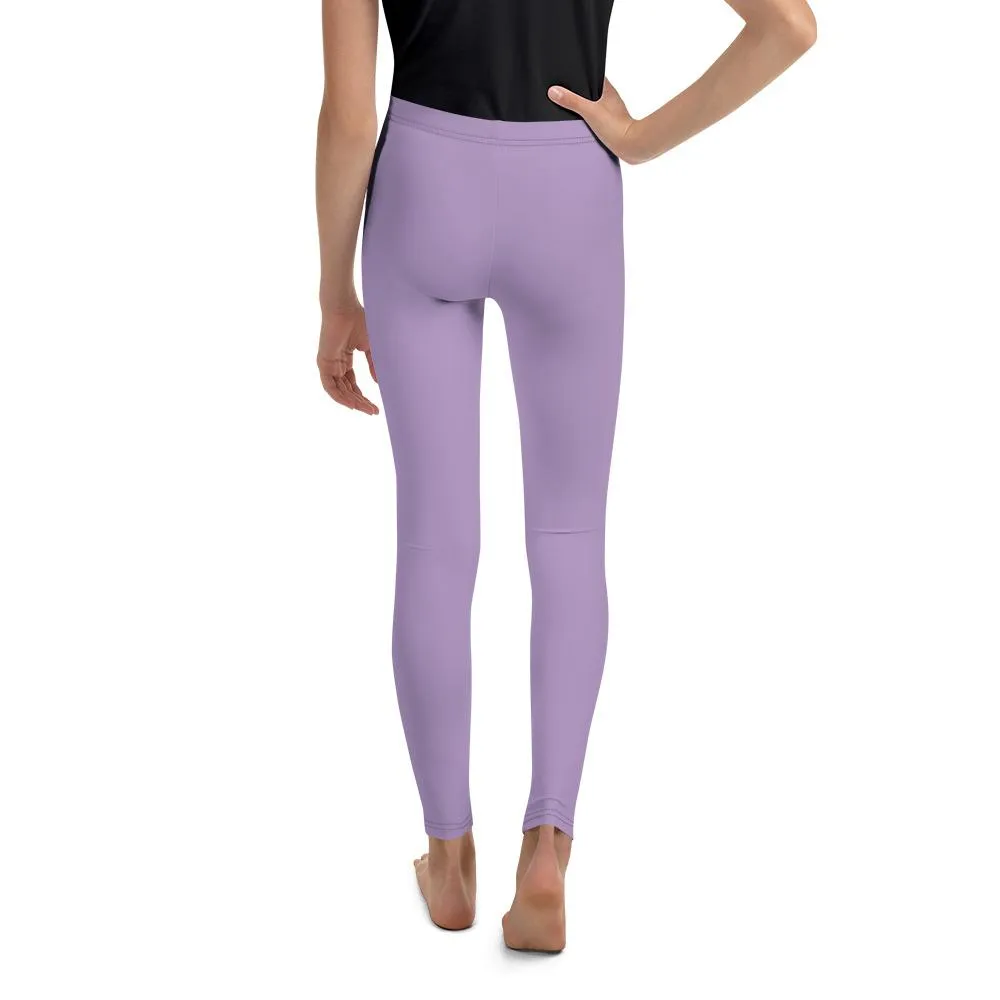 Lavender Purple Solid Color Youth Gym Sports Comfy Tights Leggings- Made in USA/EU