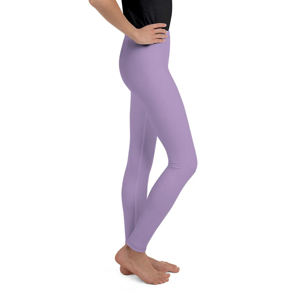 Lavender Purple Solid Color Youth Gym Sports Comfy Tights Leggings- Made in USA/EU