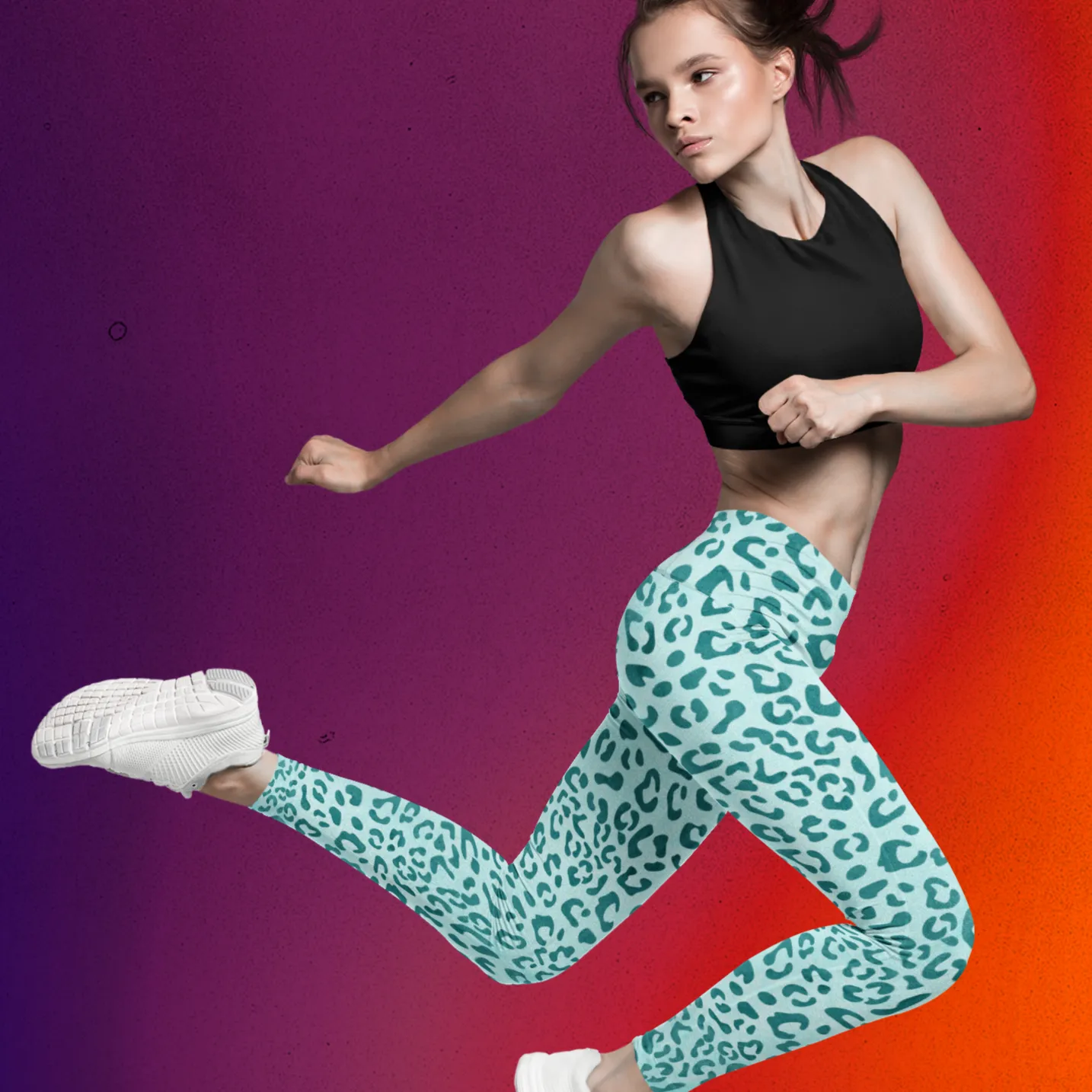Leopard Print Mid Waist Fitness Leggings