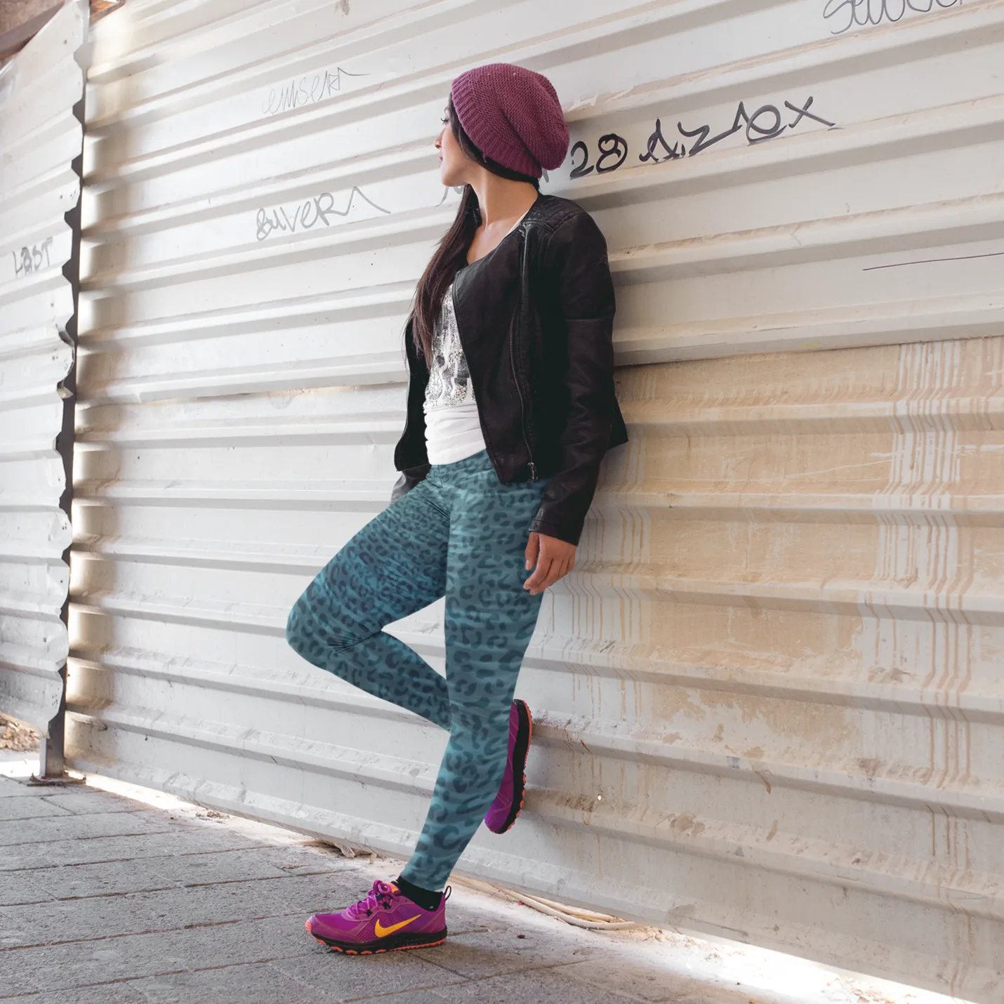 Leopard Print Mid Waist Fitness Leggings