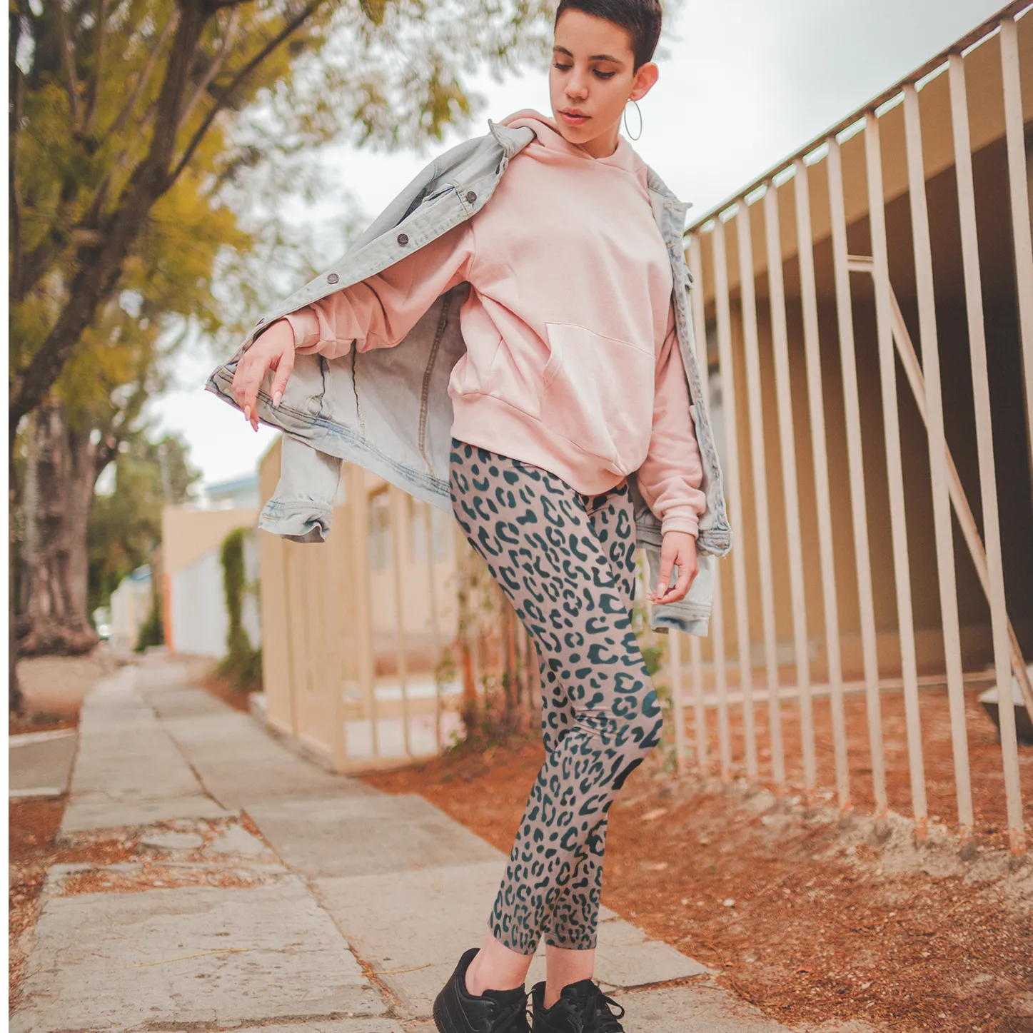 Leopard Print Mid Waist Fitness Leggings