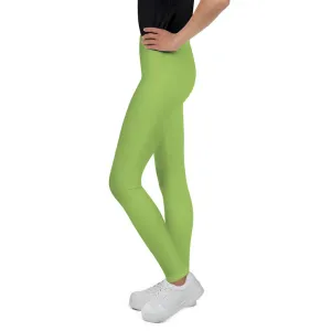 Light Green Solid Color Premium Youth Leggings Gym Sports Tights - Made in USA/EU