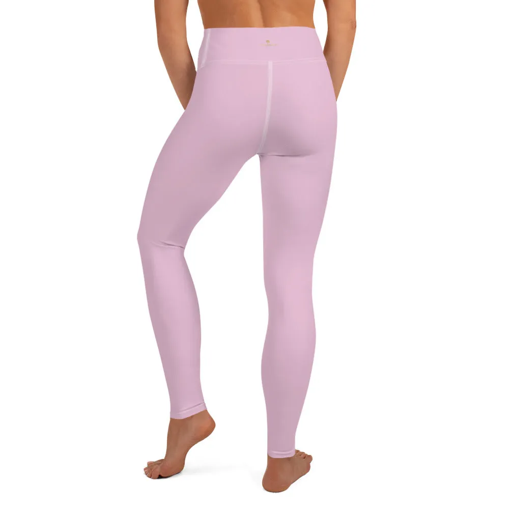 Light Pink Women's Leggings, Pastel Solid Color Print Long Yoga Pants- Made in USA/EU