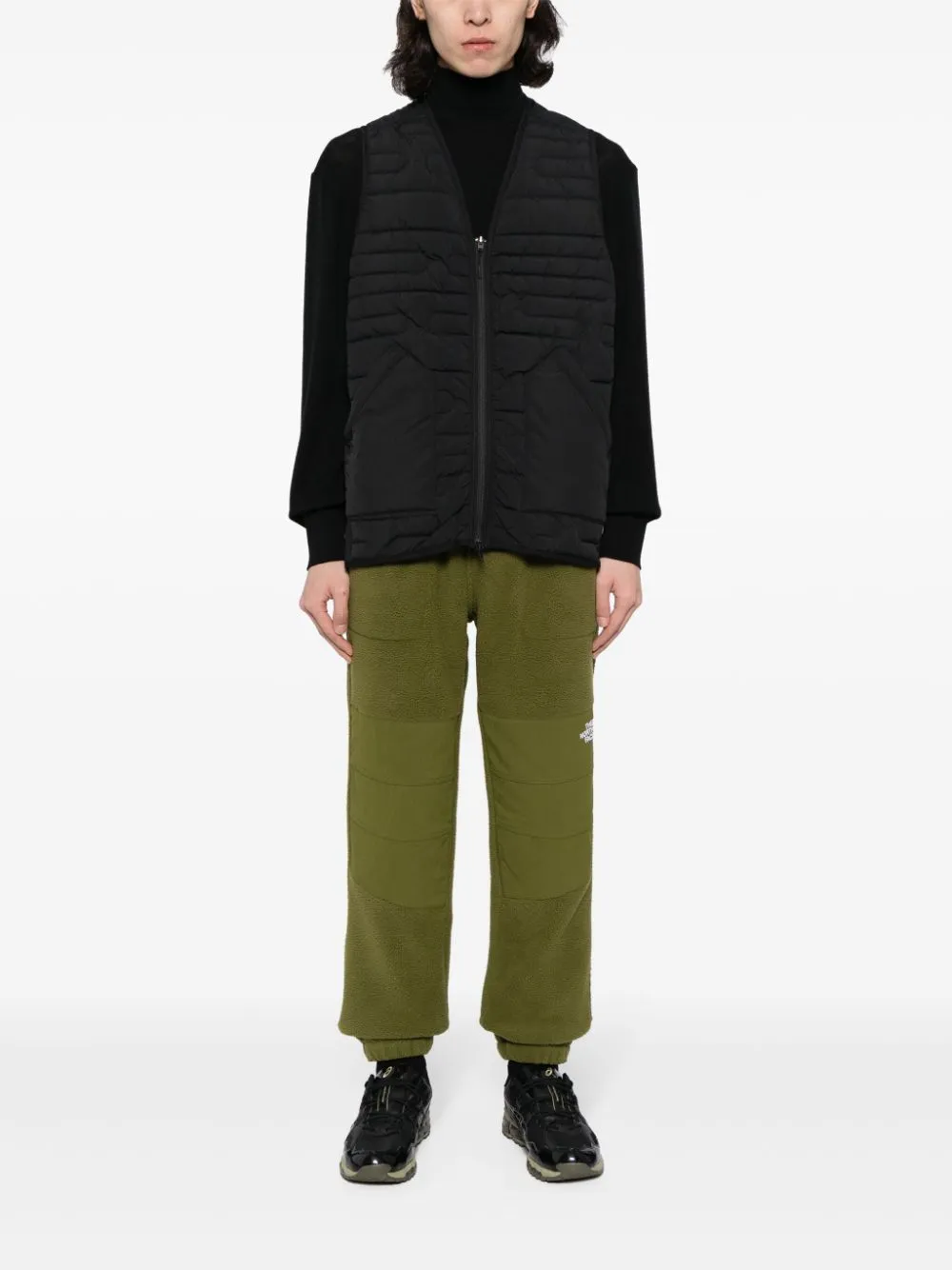 logo-embroidered fleece-panel trousers
