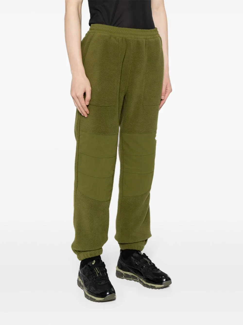 logo-embroidered fleece-panel trousers