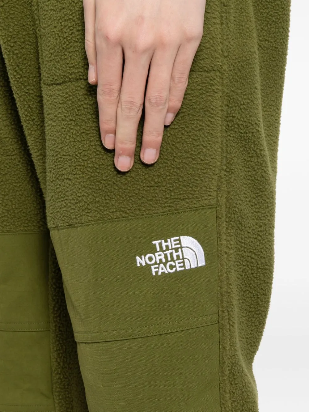 logo-embroidered fleece-panel trousers