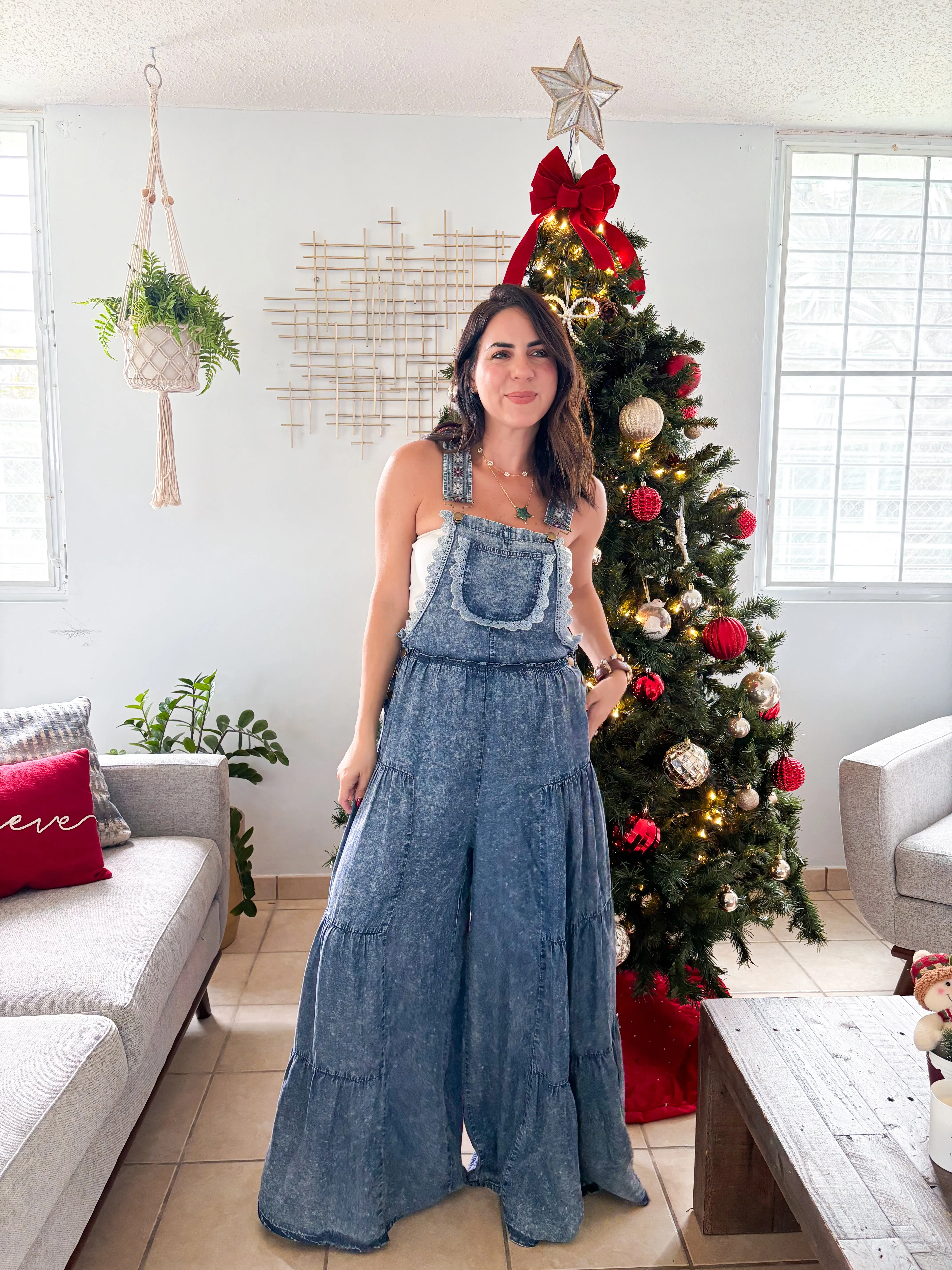 Lola Lace Denim Jumpsuit