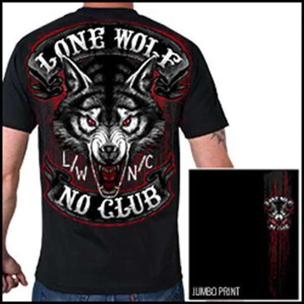 Lone Wolf No Club Mega Back Print T Shirt