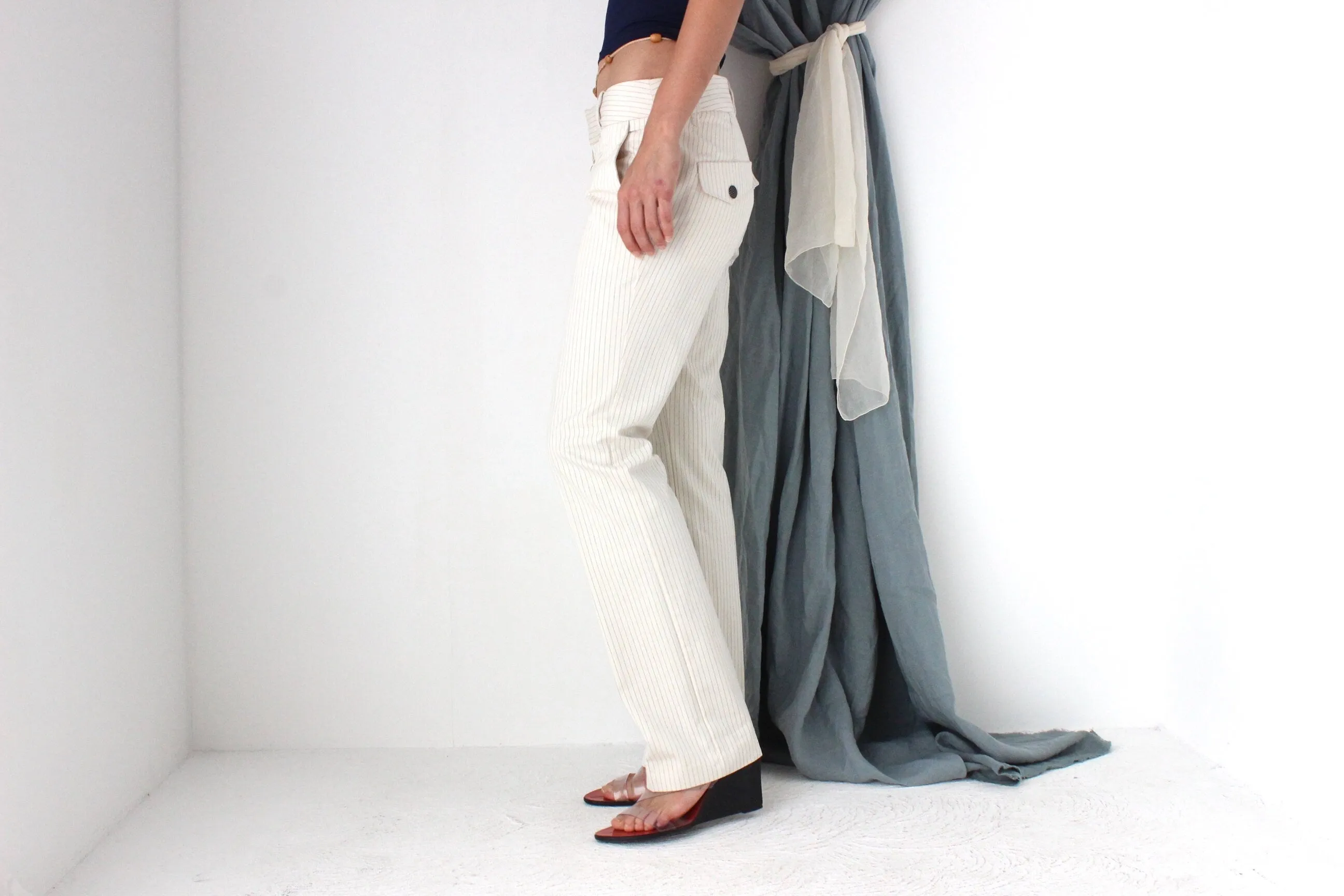 MADE IN ITALY 2000s Diesel Low Rise Pinstripe Bootcut Pants