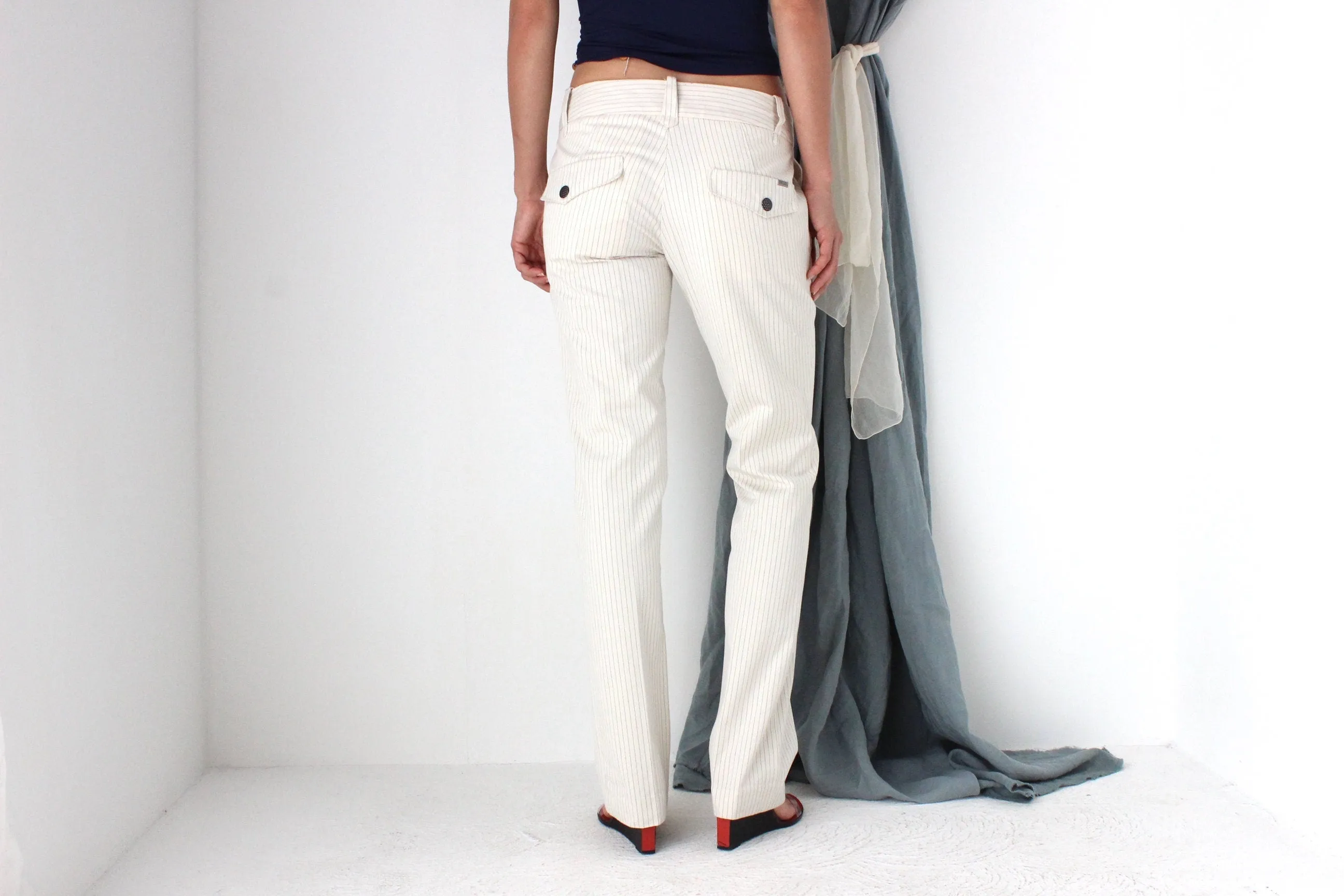 MADE IN ITALY 2000s Diesel Low Rise Pinstripe Bootcut Pants