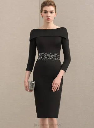 Maggie Knee-Length Beading Off-the-Shoulder Sequins Jersey Sheath/Column With Dress Cocktail Cocktail Dresses
