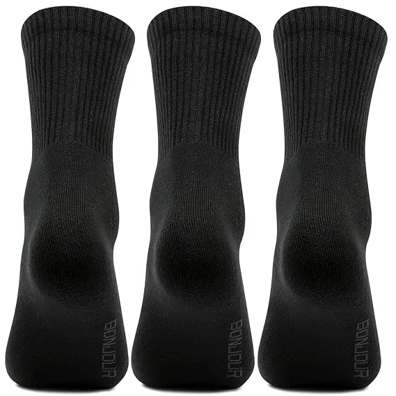 Men Cushioned Black Joggers Crew Length Sports Socks- Pack of 3