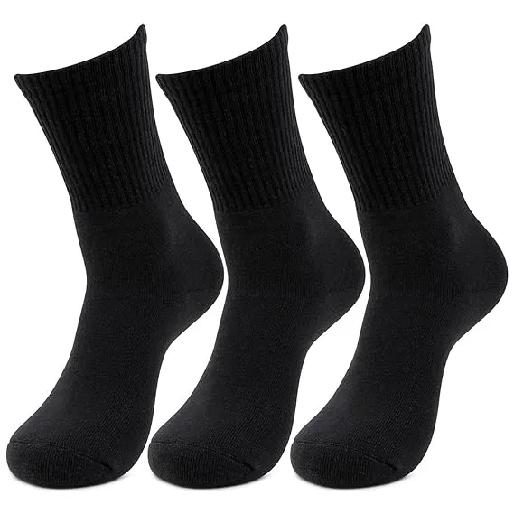 Men Cushioned Black Joggers Crew Length Sports Socks- Pack of 3