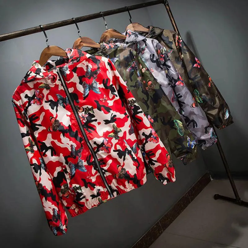 Men's Autumn Casual Hooded Windbreaker With Print