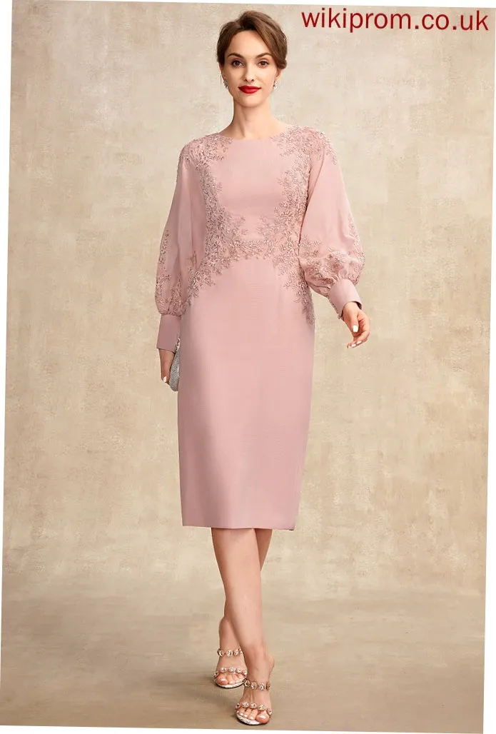 Mother of the Bride Dresses Mylee the Dress Sequins Beading Scoop Bride Chiffon of Sheath/Column Knee-Length Mother Lace Neck With