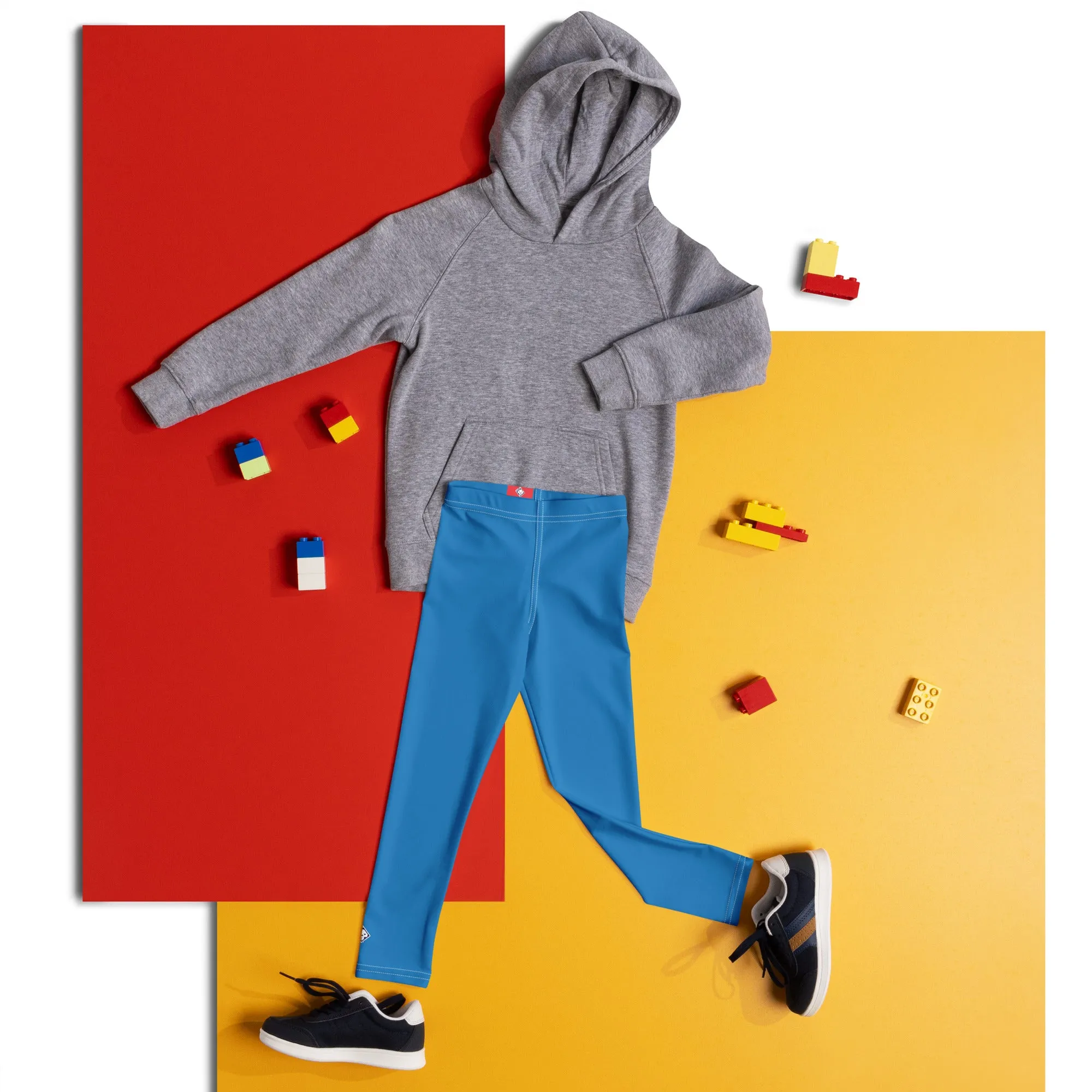 Move Freely: Boys' Solid Color Workout Leggings - Azul
