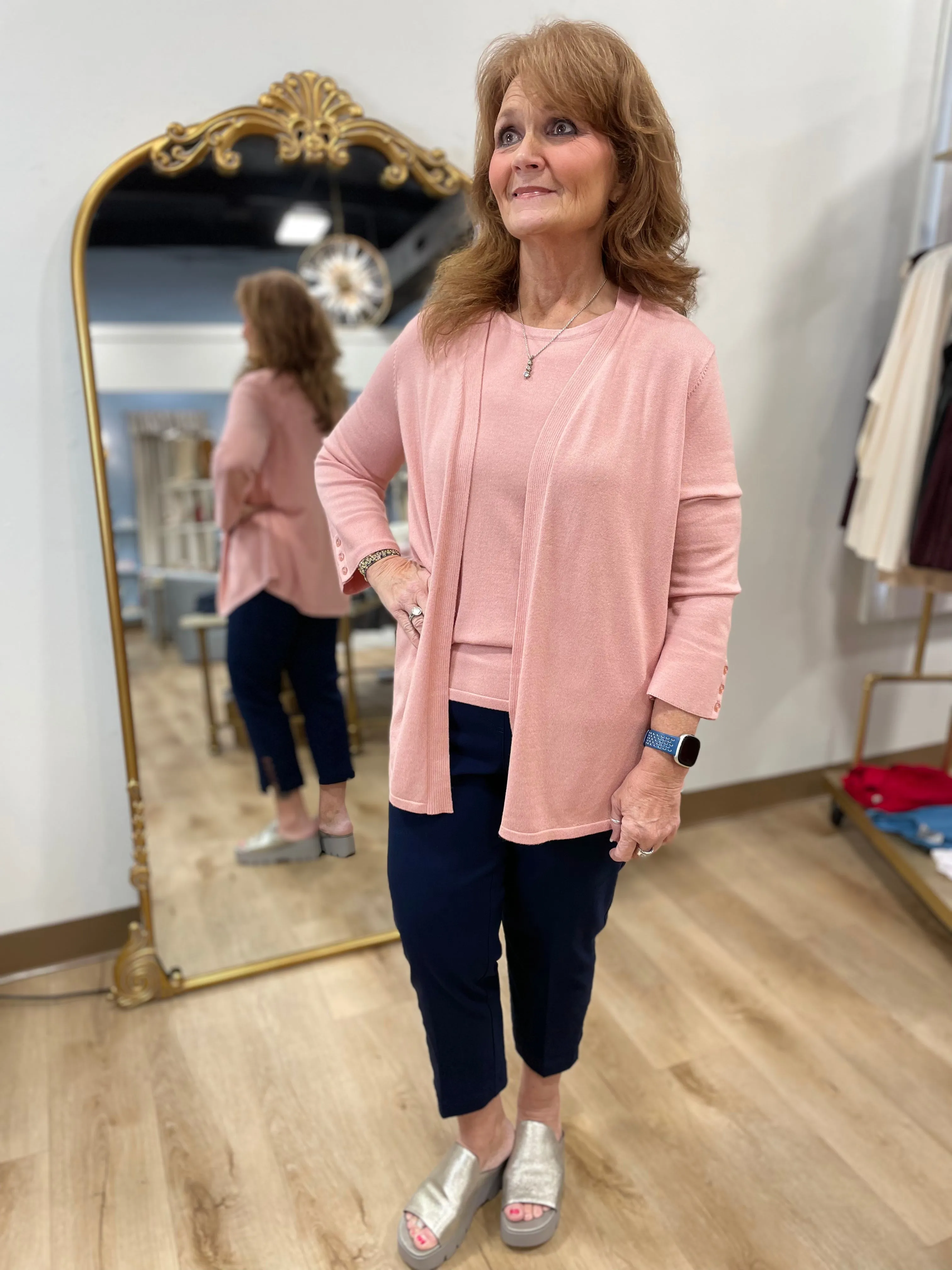 Multiples Open Front Cardigan Blush
