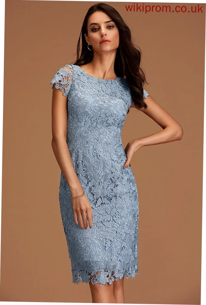 Neck Dress Sheath/Column Knee-Length Lace Cocktail Dresses With Cocktail Aniya Scoop Lace