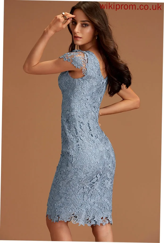 Neck Dress Sheath/Column Knee-Length Lace Cocktail Dresses With Cocktail Aniya Scoop Lace