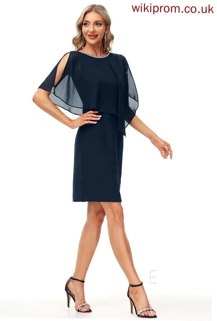Neck Knee-Length Scoop Sheath/Column Jill Cocktail Beading With Cocktail Dresses Chiffon Dress