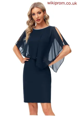 Neck Knee-Length Scoop Sheath/Column Jill Cocktail Beading With Cocktail Dresses Chiffon Dress