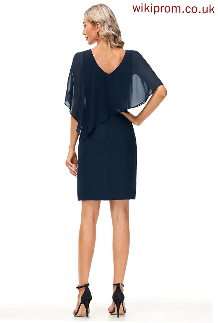 Neck Knee-Length Scoop Sheath/Column Jill Cocktail Beading With Cocktail Dresses Chiffon Dress