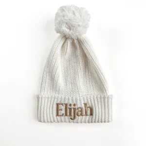Personalized Baby Knitted Pom Pom Beanie I Vanilla