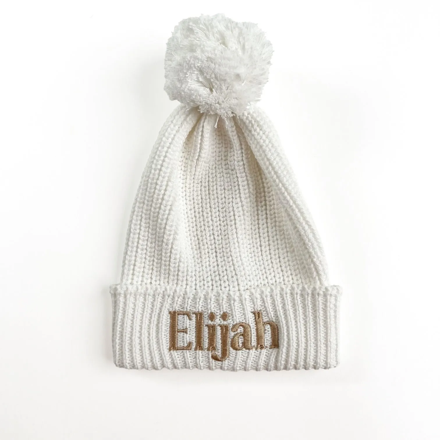 Personalized Baby Knitted Pom Pom Beanie I Vanilla